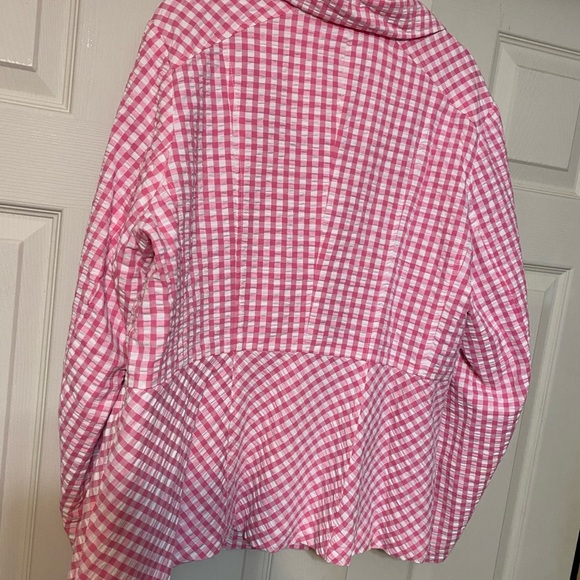 Isaac Mizrahi Live Jacket Women Plus Size 18W Lined Checks Peplum LS Pockets - Picture 3 of 4
